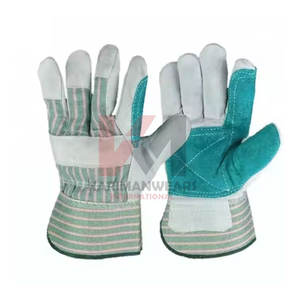 Guantes de trabajo de doble palma Guantes de soldadura de Palma al por mayor Guantes de cuero dividido de vaca de alta resistencia aprobados Construcción industrial - Product Image 1