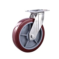 Roue pivotante robuste en polyuréthane de 200 mm (8 pouces), en acier inoxydable SUS 304, pour chariot industriel, rouge prune, capacité de charge de 400 kg