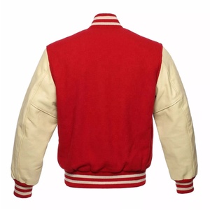 Vestes Varsity en laine rouge de qualité supérieure et bras en cuir pur crème Letterman CollegeBaseballjacket pour hommes - Product Image 2