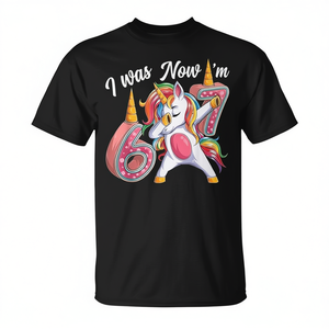 Camiseta de cumpleaños de unicornio para niñas de 6 a 7 años, camiseta de celebración de cumpleaños con la frase 'Ya soy de 6 años, ahora soy de 7' - Product Image 2