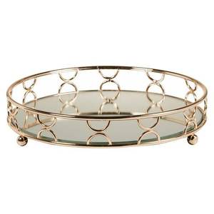 Plateaux de service décoratifs de luxe modernes en acier inoxydable argenté avec bordures de designer de forme et de taille personnalisées - Product Image 3