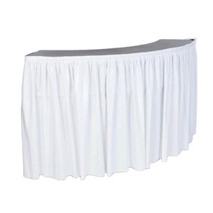 Customized 100% Polyester <b>White</b> Pleated <b>Tablecloth</b> Durable Simple Parties and Playdates Table Skirt - Product Image 1
