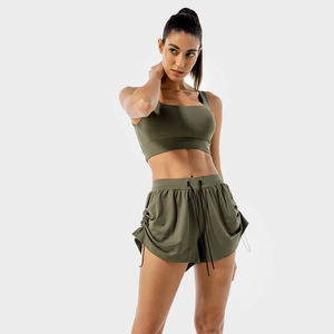 กางเกงขาสั้นเล่นกีฬาไซส์ใหญ่พิเศษของผู้หญิงกางเกงโยคะระบายอากาศได้ดีเย็บตาข่ายเอวยางยืดกันแสงป้องกันกางเกงขาสั้นฟิตเนสเอวกลางผ้าสแปนเด็กซ์ - Product Image 2