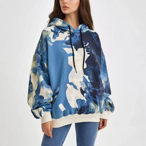 Sweat-shirt à capuche unisexe pour femmes et hommes, imprimé sur toute la surface, surdimensionné, épais, de haute qualité avec technique de lavage - Product Image 3