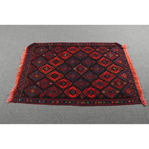 Alfombra Vintage de 3x4.4 pies, Alfombra Turca Pequeña, Alfombra Abstracta Roja y Azul - Product Image 3