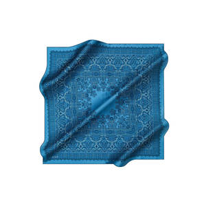 ผ้าพันคอผ้าไหมทวิลสีน้ำเงินลายชาติพันธุ์ - Product Image 1