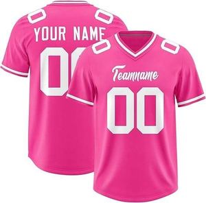 Maillot de football américain en tissu 100% polyester, nouvelle conception 2025, taille plus, imprimé par transfert thermique, col en V, surdimensionné - Product Image 4