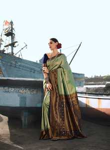 Saree de travail imprimé en soie pure douce de créateur par Fab Zone - Product Image 2