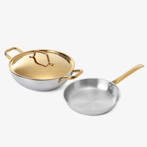 Juego de Utensilios de Cocina Clásicos de Hierro Plateado y Oro Rosa, Fondo de Cobre, Ecológico, Apto para Lavavajillas, Asa Remachada, Sartén, Cacerola - Product Image 4