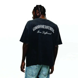 100% coton lourd hommes T-Shirts grande taille goutte épaule Streetwear couleur unie de haute qualité - Product Image 4