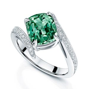 Great Quality Green Radiant 925 Silver Trendy Women's <b>Statement</b> <b>Ring</b> IGI Certified Party Wear Evening Events Wedding - Product Image 1