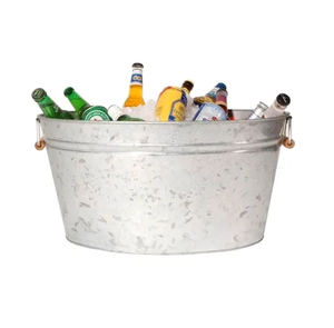 Gran Diseño Decorativo Hierro Galvanizado Metal Cerveza Tina Venta al por mayor Acero Inoxidable Barware Decorativo Tina de Hielo para Botellas de Cerveza - Product Image 1