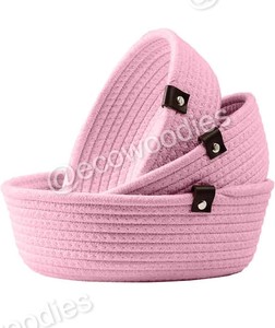 ตะกร้าหวายเชือกคอตตอนอเนกประสงค์แบบยั่งยืนสำหรับห้องครัวห้องนั่งเล่นและตู้เสื้อผ้า-ยกได้ง่ายใช้ในครัวเรือน - Product Image 3