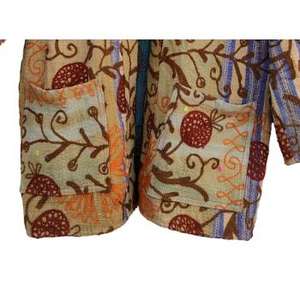 Kimono <b>Jacket</b> <b>Short</b> Kantha Suzani Embroidery Winter Coat Boho Style <b>Jacket</b> Handmade Suzani Embroidery Work Robe - Product Image 4