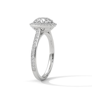2.0ct Round Brilliant Cut CZ Halo <b>Solitaire</b> <b>Ring</b> with Pave Band 925 Sterling <b>Silver</b> - Product Image 2