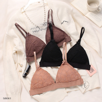 Sujetador Sexy Sin Costuras Push-Up de Encaje Gótico con Botones y Patrón Bordado Tallas Grandes para Mujer Crop Top Acolchado Lencería