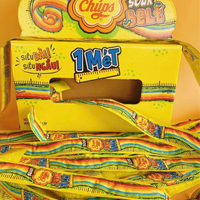 Vente en gros d'emballage en vrac de bonbons de ceinture aigre ChupaChupss 1 mètre de long 540g saveurs fruitées assorties bandes aigres tendres à mâcher