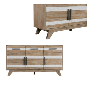 Buffet en bois de pin avec 3 tiroirs, buffet de salle à manger, couleur bois naturel, construction durable et élégante - Product Image 1