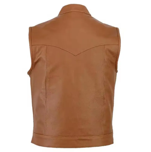 Chaleco de motorista de cuero de nuevo diseño 2024, chaleco de motocicleta para hombre, gran oferta, chalecos de cuero de buena calidad - Product Image 2