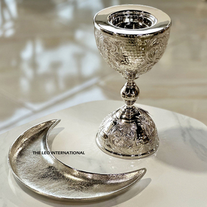 มาบคาร่าสไตล์อาหรับทำด้วยค้อนทำงานบาควัวร์สีเงินตกแต่งโต๊ะบ้านห้องนั่งเล่นน้ำหอมกลิ่นหอม - Product Image 1