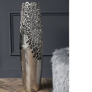 Pot de fleur de luxe en aluminium coulé de conception moderne de haute qualité fait à la main personnalisé forme Unique Vase à fleur en métal dessus de sol - Product Image 2