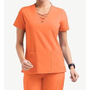 Ensemble de blouses et pantalons professionnels unisexes en spandex tricoté, col en V et pantalon droit, pour usage hospitalier, personnalisable, service OEM en gros - Product Image 2