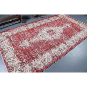 พรมตุรกีวินเทจ ขนาดใหญ่ 5.2x8.8 ฟุต พรมขนสัตว์ลายพรางสีแดงขาว - Product Image 2