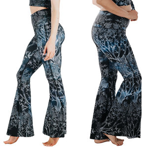 Women breathable <b>Flare</b> leggings OEM custom printing options stretch fabric ideal for sports teamwear branding and promotions - Product Image 3
