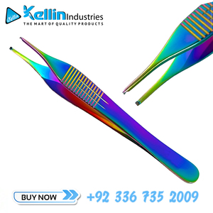 Pince à tissus Adson en acier inoxydable enduit multicolore Instrument de chirurgie générale des dents de 12cm - Product Image 5