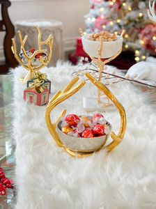 เขากวางโลหะสีเงินแบบดั้งเดิมชามตกแต่งโต๊ะงานแต่งงานผลไม้ของหวานผลไม้แห้งผลไม้เสิร์ฟบนโต๊ะอาหารในบ้านห้องครัว - Product Image 2