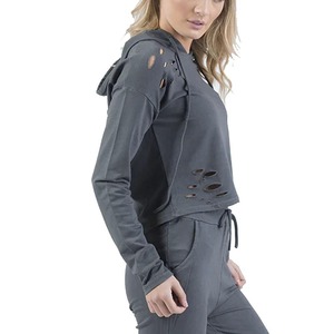 Chándal desgastado para mujer con Sudadera con capucha Top Retro para mujer Chándal desgastado diseño moderno - Product Image 4