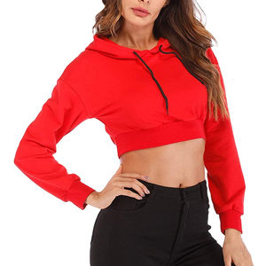 Top informal más vendido mejor precio mujeres Crop Top sudaderas con capucha ligero personalizado mujeres Crop Top sudaderas con capucha - Product Image 4