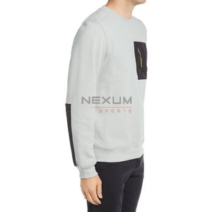 Sudadera de cuello redondo de lana de algodón cálido de invierno para hombre, Top informal con patrón sólido y forro suave, técnica teñida lisa - Product Image 2