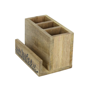 Wood Cutlery Holder Cutlery Stand with Napkin Holder Handcrafted Wooden Cutlery Spoon Holder <b>kitchen</b> storage wooden <b>caddy</b> - Product Image 1
