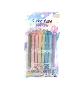 Chosch CS-G133 8/Set 8 Kleuren 0.6Mm Macaron Press Type Gel Schrijfpen Gladde Gel Inkt Kantoor School Handtekening Pen