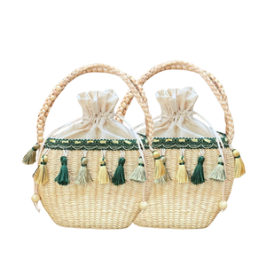 กระเป๋าถือผักตบชวาสำหรับผู้หญิง, ทำด้วยมือตกแต่งอย่างยั่งยืนและทันสมัยและเป็นธรรมชาติ - Product Image 1