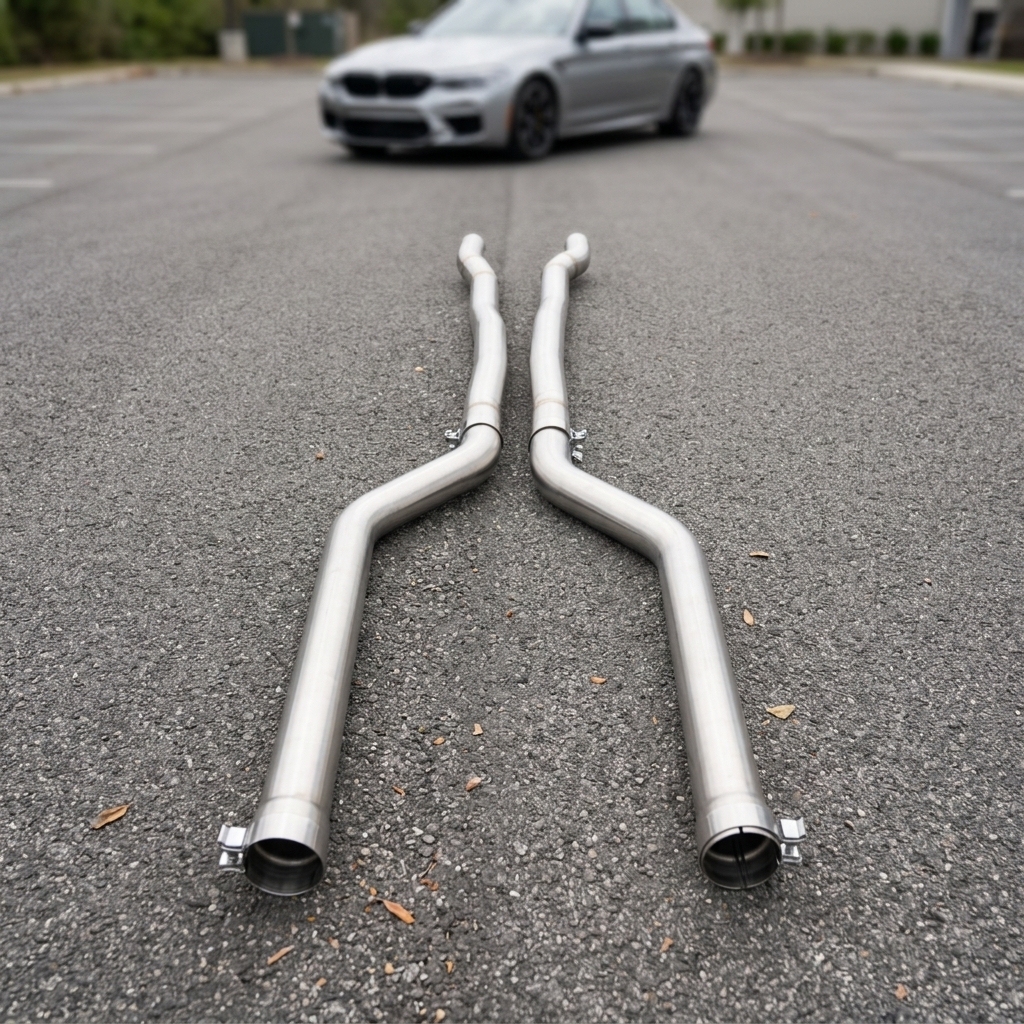 VantaFlow Racing Style 1.5mm SS304 Dual Mid Pipe Exhaust System for BMW M5 F90 V8 4.4T 2018-2023