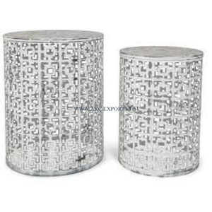 Juego de 2 tamaños diferentes de mesa auxiliar de café con diseño de corte de metal con tapa de mármol muebles de sala de estar mesa auxiliar al mejor precio - Product Image 4