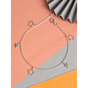 Achetez des chevillères/Payals 100% argent 925 véritable pour femmes et filles, style mignon, plaqué or avec matériau en or 14 carats, diamant comme pierre principale - Product Image 2