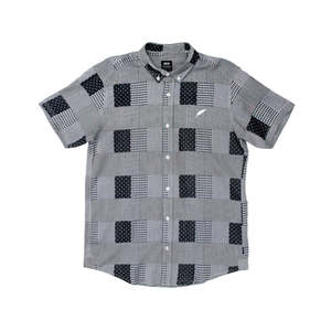 Chemise à carreaux décontractée pour homme Walter, boutonnée, 100% coton et lin, motif patchwork, taille XL, offre ODM - Product Image 1