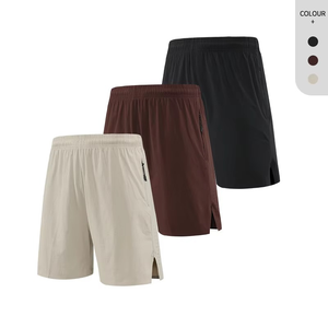 Short de sport en nylon respirant à séchage rapide pour hommes Taille élastique Gym & Workout Training Solid Pattern Sportswear - Product Image 4