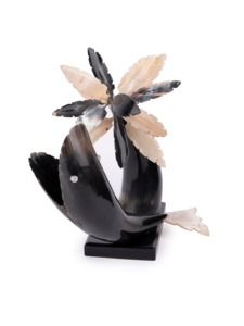 Buffalo Horn Dolphin Pair with Butterfly <b>Decorative</b> Sculpture for Elegant Home Display Unique Artisan Inspired Table Accent - Product Image 5