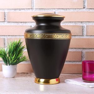 Urna de cremación de aluminio hecha a mano naranja y negra para adultos, recuerdo de cenizas conmemorativas funerarias seguras y duraderas, tamaño personalizado - Product Image 3