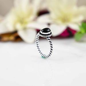 Anillo de plata de estilo bohemio hecho a mano, joyería de plata de ley 925, piedras preciosas de ónix negro, anillo de tendencia, joyería para mujer, regalo para ella - Product Image 3