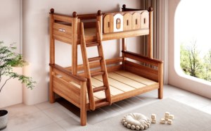 โครงเตียงสองชั้นไม้มะฮอกกานีแท้สำหรับเด็ก - Product Image 5