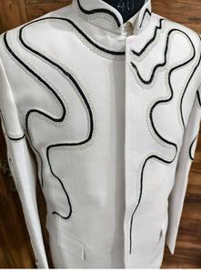 เสื้อโค้ท Jodhpuri bandhgala ผู้ชายปักด้วยมือสีดำหรูหรา - Product Image 5