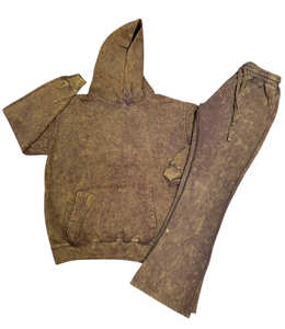 Conjunto de chándal para mujer con lavado ácido, ropa de calle para mujer, sudadera con capucha y pantalones de chándal con bordado desgastado Vintage, conjunto de chándal para mujer - Product Image 1