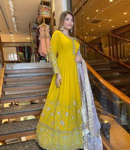 Vestidos Anarkali de Último Diseño con Dupatta y Bordado, Traje Étnico Indio, Vestido Maxi de Georgette para Bodas y Fiestas - Product Image 2