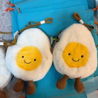 Sac bandoulière en peluche JellyCat Amuseable Happy Boiled Egg, sac à main en peluche doux et tendance, cadeau pour enfants