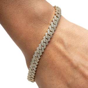925 Sterling <b>Silver</b> Micro Round Cut Moissanite Iced Cuban Link <b>Bracelet</b> Rhodium Plated for <b>Men</b> Women's Wedding Party Occasions - Product Image 3